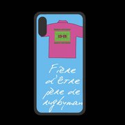 Coque  Iphone XS PREMIUM Père de rugbyman Bonus offensif-défensif Bleu