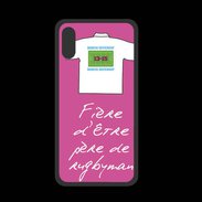 Coque  Iphone XS PREMIUM Père de rugbyman Bonus offensif-défensif Rose