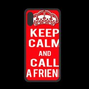 Coque  Iphone XS PREMIUM Keep Calm Call friend Rouge