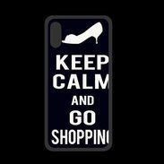 Coque  Iphone XS PREMIUM Keep Calm Go Shopping Noir