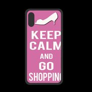 Coque  Iphone XS PREMIUM Keep Calm Go Shopping Rose