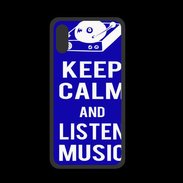 Coque  Iphone XS PREMIUM Keep Calm Listen music Bleu