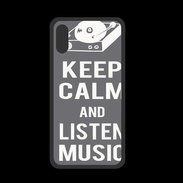 Coque  Iphone XS PREMIUM Keep Calm Listen music Gris