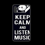 Coque  Iphone XS PREMIUM Keep Calm Listen music Noir