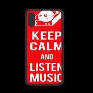Coque  Iphone XS PREMIUM Keep Calm Listen music Rouge