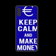 Coque  Iphone XS PREMIUM Keep Calm Make money Bleu
