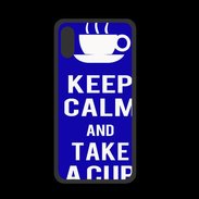 Coque  Iphone XS PREMIUM Keep Calm Take a cup Bleu