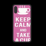Coque  Iphone XS PREMIUM Keep Calm Take a cup Rose