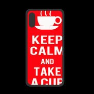Coque  Iphone XS PREMIUM Keep Calm Take a cup Rouge