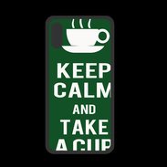 Coque  Iphone XS PREMIUM Keep Calm Take a cup Vert