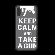 Coque  Iphone XS PREMIUM Keep Calm Take a gun Gris