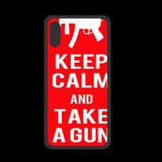Coque  Iphone XS PREMIUM Keep Calm Take a gun Rouge