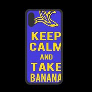 Coque  Iphone XS PREMIUM Keep Calm Take Banana Bleu