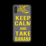 Coque  Iphone XS PREMIUM Keep Calm Take Banana Gris
