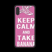 Coque  Iphone XS PREMIUM Keep Calm Take Banana Rose