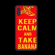 Coque  Iphone XS PREMIUM Keep Calm Take Banana Rouge