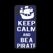 Coque  Iphone XS PREMIUM Keep Calm Be a Pirate Bleu