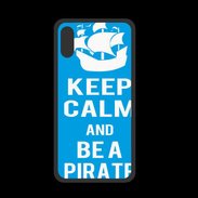Coque  Iphone XS PREMIUM Keep Calm Be a Pirate Cyan