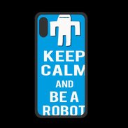 Coque  Iphone XS PREMIUM Keep Calm Be a Robot Cyan