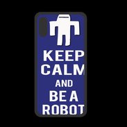 Coque  Iphone XS PREMIUM Keep Calm Be a Robot Bleu