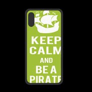 Coque  Iphone XS PREMIUM Keep Calm Be a Pirate Vert pomme