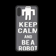 Coque  Iphone XS PREMIUM Keep Calm Be a Robot Gris