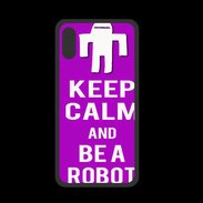 Coque  Iphone XS PREMIUM Keep Calm Be a Robot Violet