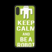 Coque  Iphone XS PREMIUM Keep Calm Be a Robot Vert pomme