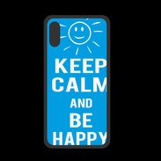 Coque  Iphone XS PREMIUM Keep Calm Be Happy Cyan