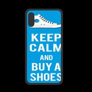 Coque  Iphone XS PREMIUM Keep Calm Buy Shoes Cyan 