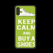 Coque  Iphone XS PREMIUM Keep Calm Buy Shoes Vert Pomme