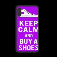 Coque  Iphone XS PREMIUM Keep Calm Buy Shoes Violet