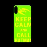 Coque  Iphone XS PREMIUM Keep Calm Call Batman Vert pomme
