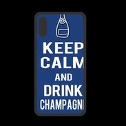 Coque  Iphone XS PREMIUM Keep Calm Drink Champagne Bleu