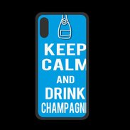 Coque  Iphone XS PREMIUM Keep Calm Drink champagne Cyan