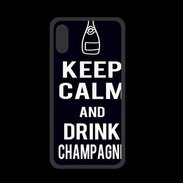 Coque  Iphone XS PREMIUM Keep Calm Drink champagne Noir