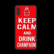 Coque  Iphone XS PREMIUM Keep Calm Drink champagne Rouge