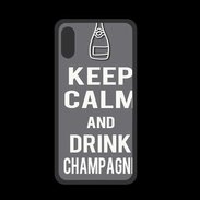 Coque  Iphone XS PREMIUM Keep Calm Drink champagne Gris