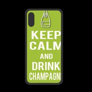 Coque  Iphone XS PREMIUM Keep Calm Drink champagne Vert pomme