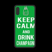 Coque  Iphone XS PREMIUM Keep Calm Drink champagne Vert