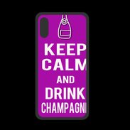 Coque  Iphone XS PREMIUM Keep Calm Drink champagne Violet