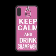 Coque  Iphone XS PREMIUM Keep Calm Drink champagne Rose
