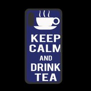 Coque  Iphone XS PREMIUM Keep Calm Drink Tea Bleu