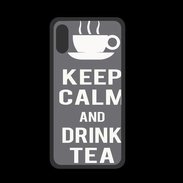 Coque  Iphone XS PREMIUM Keep Calm Drink Tea Gris