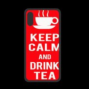 Coque  Iphone XS PREMIUM Keep Calm Drink Tea Rouge