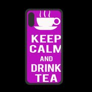 Coque  Iphone XS PREMIUM Keep Calm Drink Tea Violet