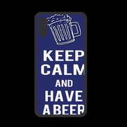 Coque  Iphone XS PREMIUM Keep Calm Have a beer Bleu