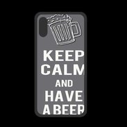 Coque  Iphone XS PREMIUM Keep Calm Have a beer Gris