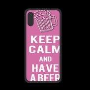 Coque  Iphone XS PREMIUM Keep Calm Have a beer Rose