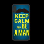 Coque  Iphone XS PREMIUM Keep Calm Be a Man Bleu